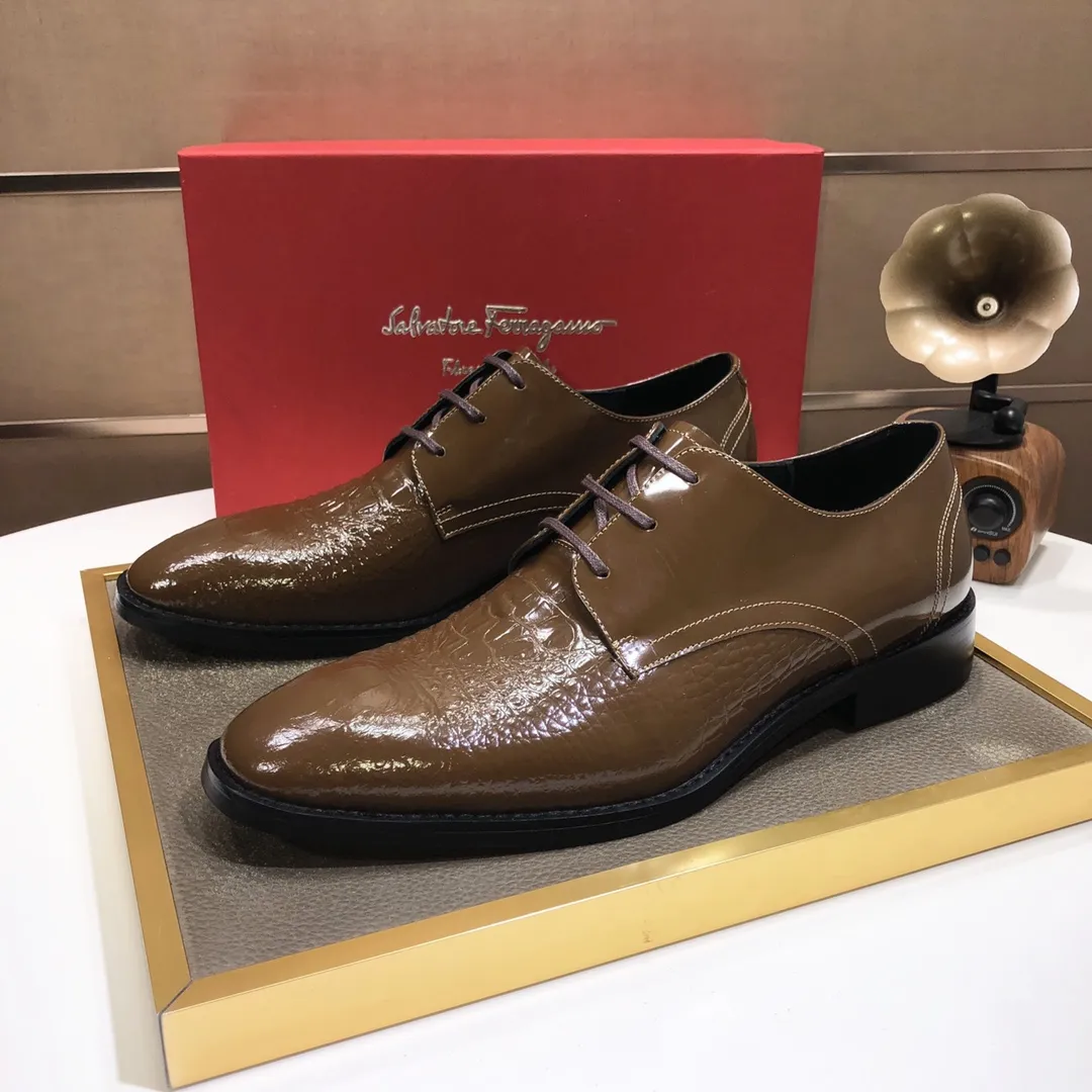 Men's shoes 💰480💰[Ferragamo/Ferragamo] The latest model in the counter, original imported cowhide fabric + sheepskin lining + original luxury metal buckle + original combination outsole, no pressure in comparison 38--44 (custom-made for 45, non-refundable)